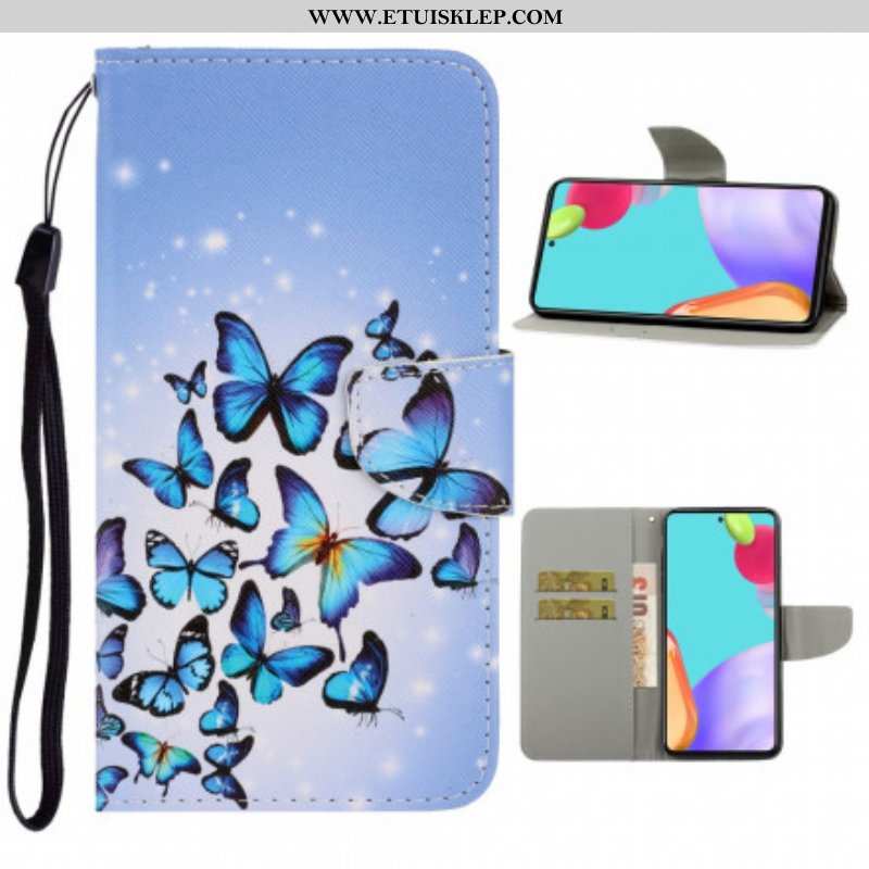 Etui Folio do Samsung Galaxy A52 4G / A52 5G / A52s 5G z Łańcuch Motyle Wariacje Paska